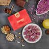 "Rose petal almond cashew pistachio mithai"